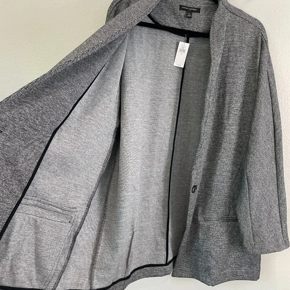 NEW $120 Banana Republic Womens‎ XL Collarless One Button Blazer Stretch Jacket